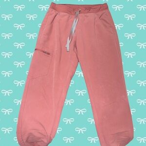 Figs Pink Sweatpants with Elastic Cuffs and Drawstring Waist